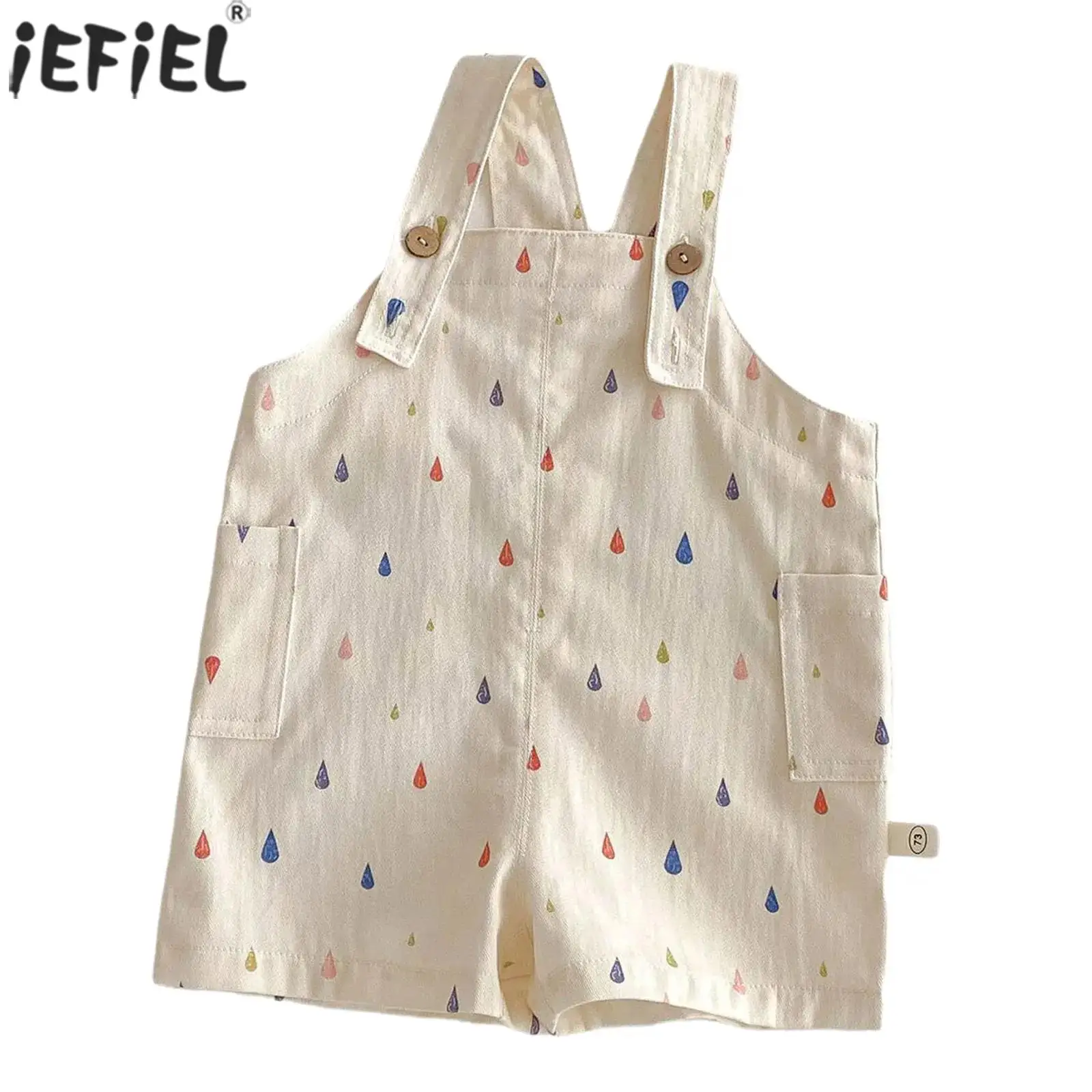 

Baby Girl Summer Printed Shorts Overalls Adjustable Shoulder Straps Striped Suspender Trousers with Pockets Casual Infant Romper