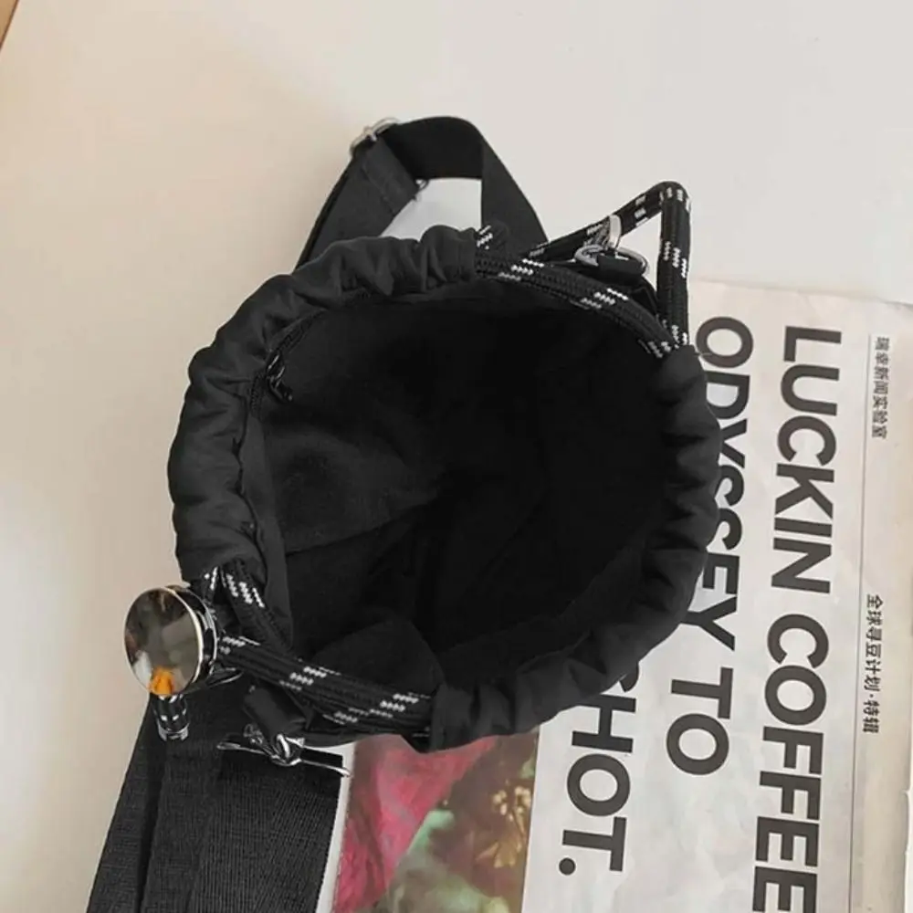 

Черная сумка-ведро в корейском стиле на шнурке, нейлоновая портативная сумка через плечо INS, роскошные модные сумки через плечо на одно плечо