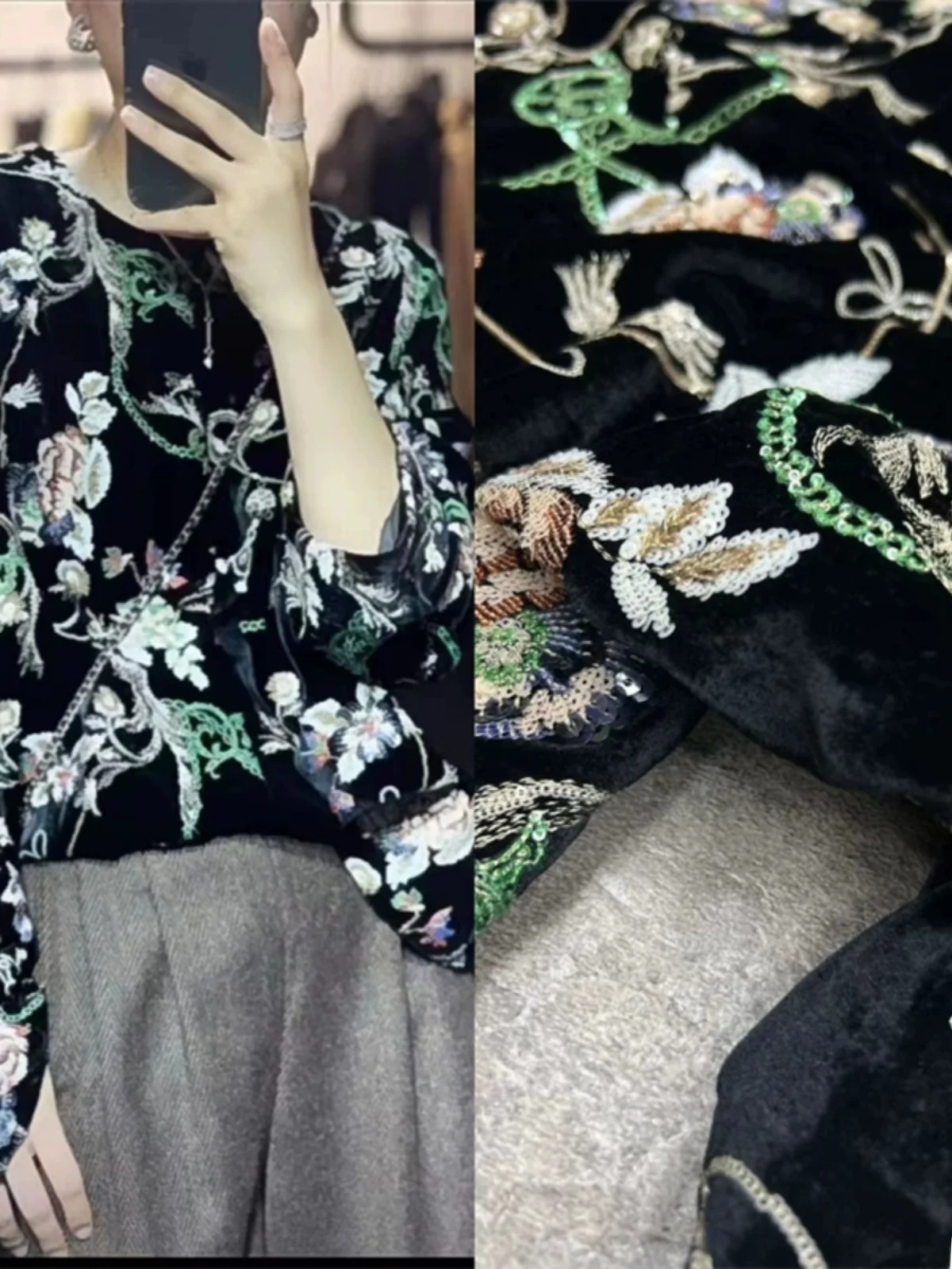 

High-End Embroidered Velvet Fabric for Jaet Set Vest Outerwear Sparkling Sequins Heavy Work Silk Blend Chinese Sle DIY