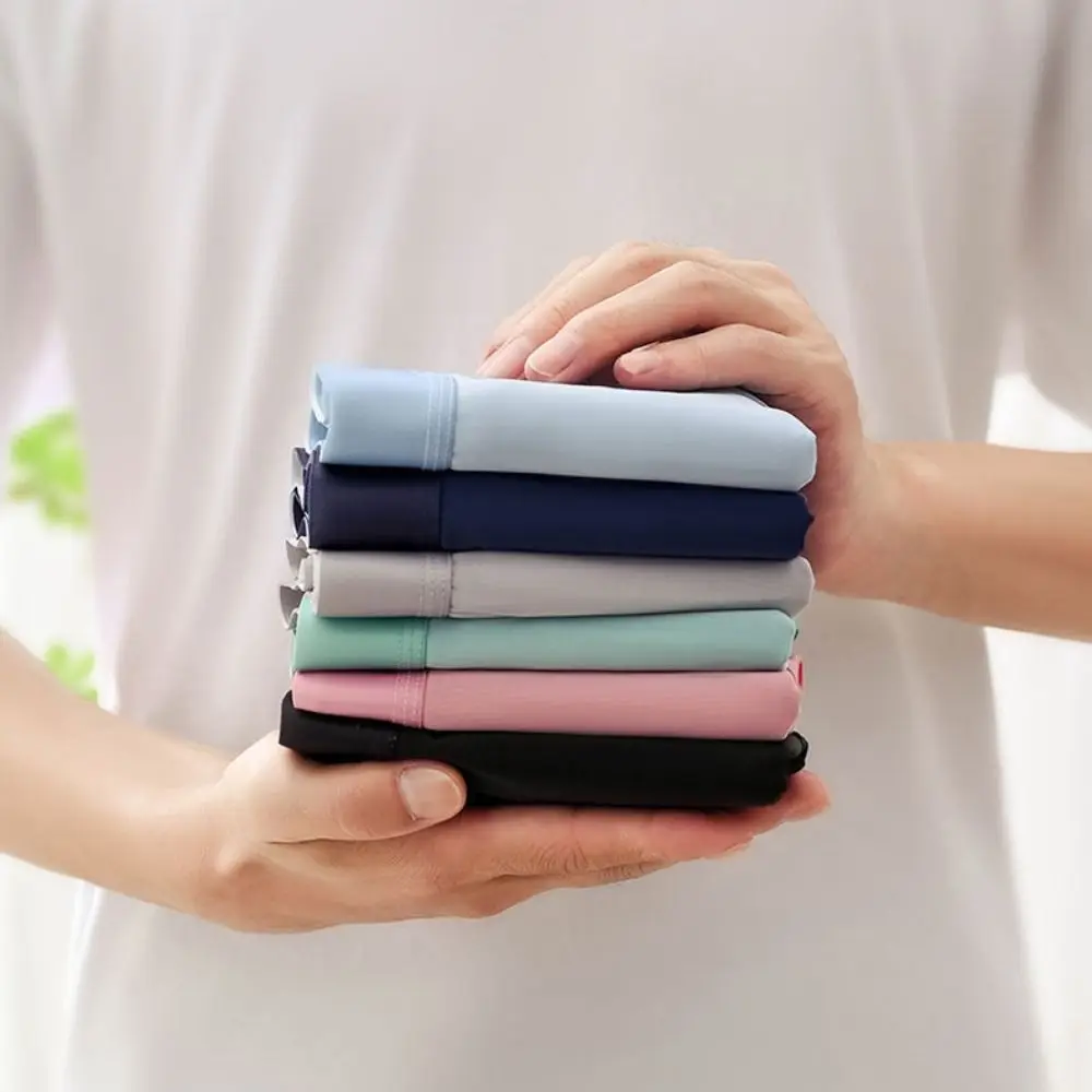 

4 шт., эластичные мужские трусы со средней талией из ледяного шелка, простые трусы, бесшовные трусы-боксеры, однотонное нижнее белье для мужчин и мужчин