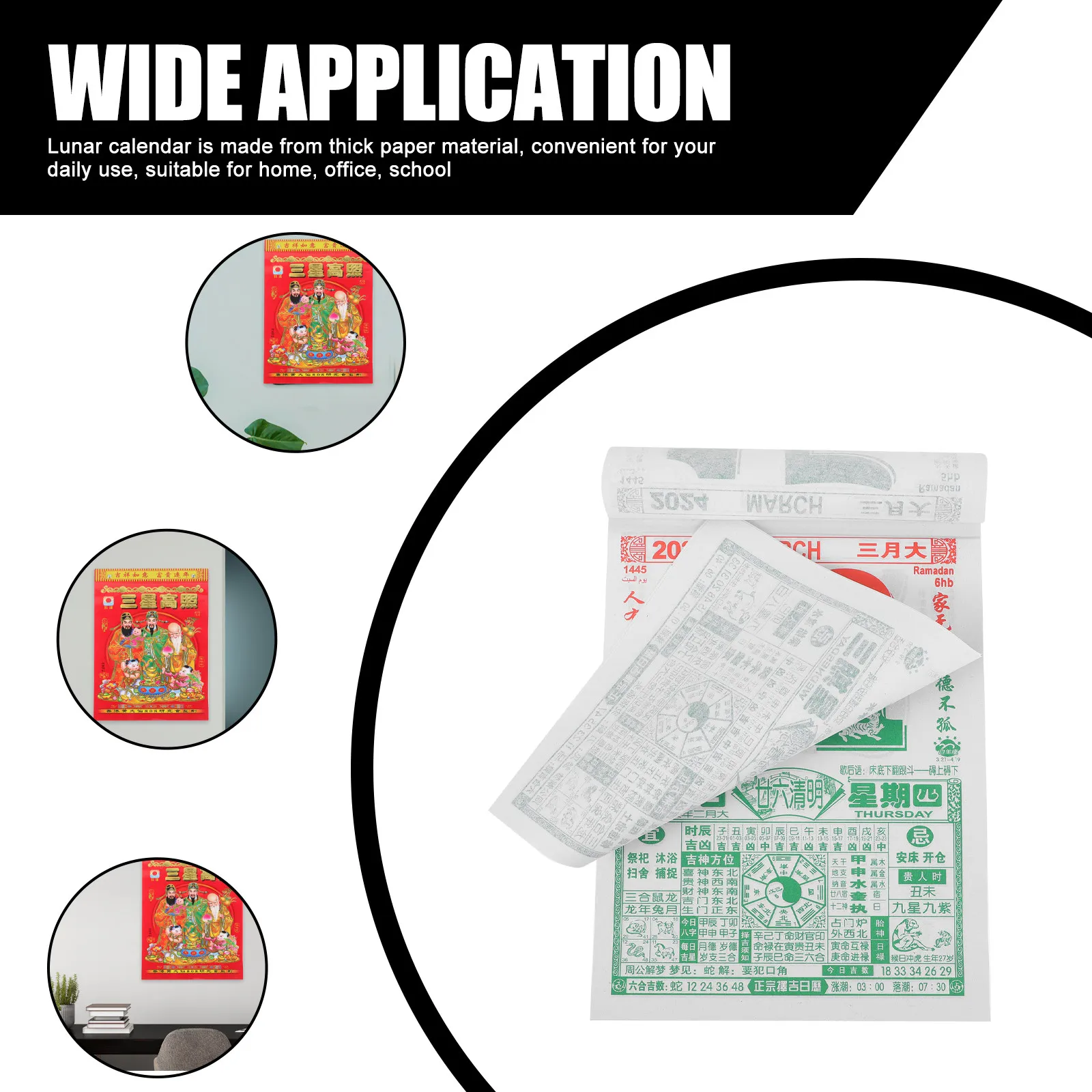 

Chinese 2024 Year of Dragon Lunar Calendar Single Day Tear-Off Clear Printed Traditional Daily Household Calendar