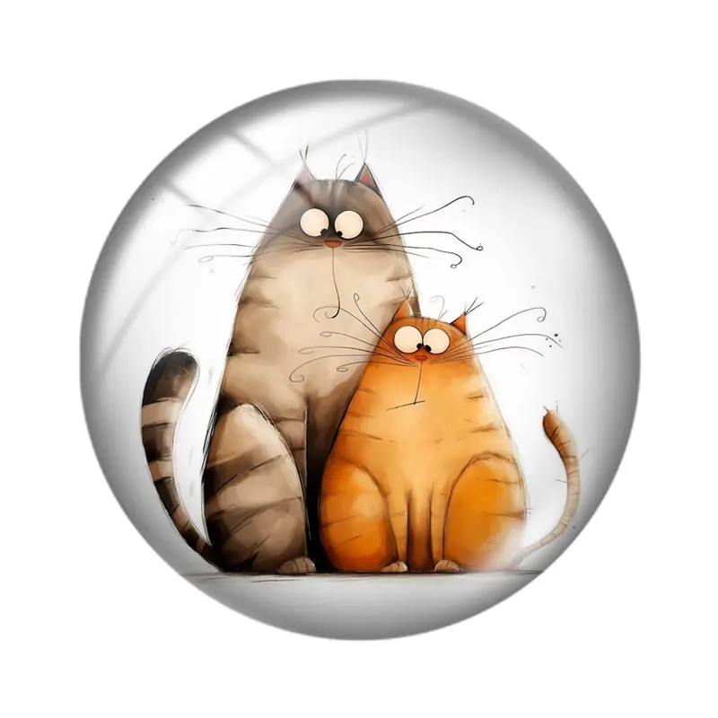 Funny Cats 10pcs 12mm/18mm/20mm/25mm Round photo glass cabochon demo flat back Making findings