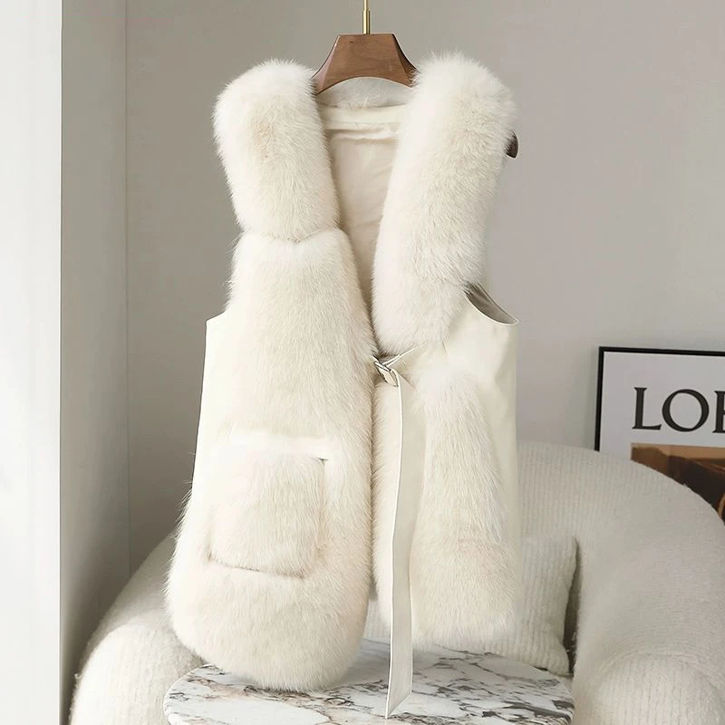 Manteau en fourrure de renard véritable pour femme, manteau entier importé de la Finlande, vernis irrégulier, haut précieux, pur, hiver, nouveau, 2023