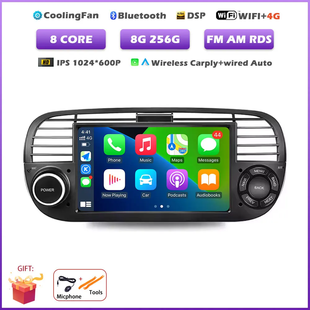 7 " Voor FIAT 500 2007-2015 GPS Navigatie Android 16 Auto Draadloze Carplay Auto Multimedia Video Speler Stereo Autoradio gereedschap BT