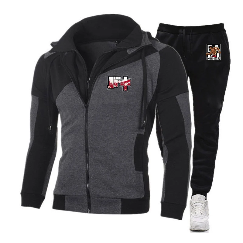 

Anime Baki Haman Color Blocking Zipper Hooded Drawstring Trendy Designer Lightweight Leisure Fashion Hoodies Pants Suits