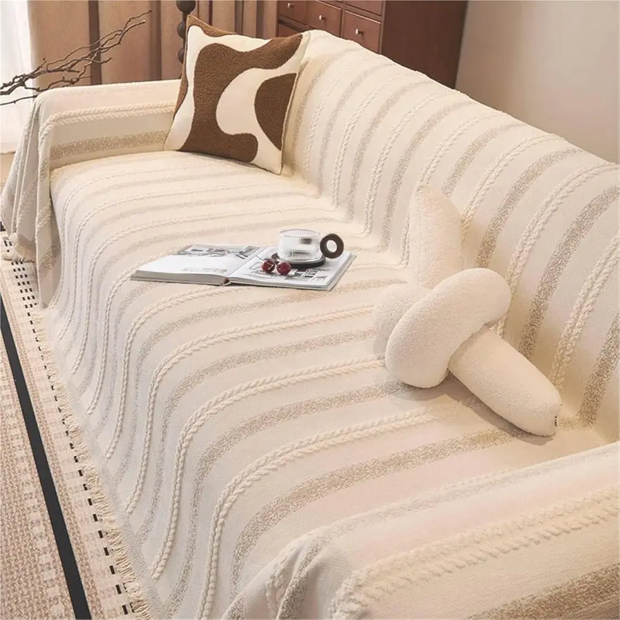 

Couch Cover for Dogs Washable Sofa Cover, Sectional Couch Covers, Sofa Covers for 2 Cushion Couch, Non Slip Stripe Sofa Slipcove
