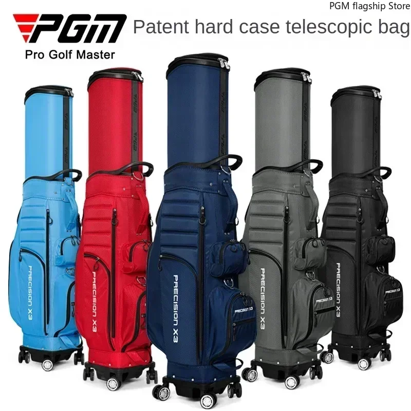 PGM Universal Four-wheel Golf Bag for Men and Women Telescopic Bags Flat Push Bag Travel Club Bag Qb062