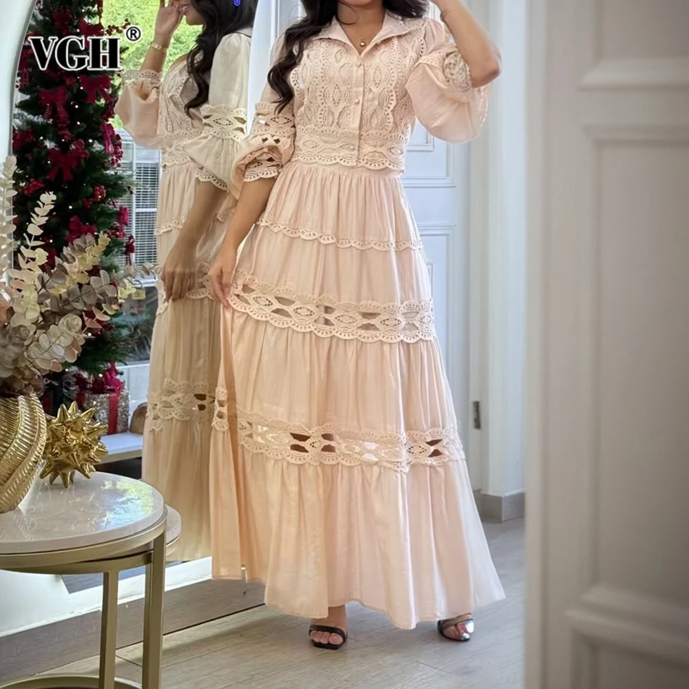 

VGH Элегантный комплект из двух предметов для женщин, короткие рубашки с длинными рукавами и лацканами, плиссированная юбка-миди с высокой талией, женский костюм с вышивкой