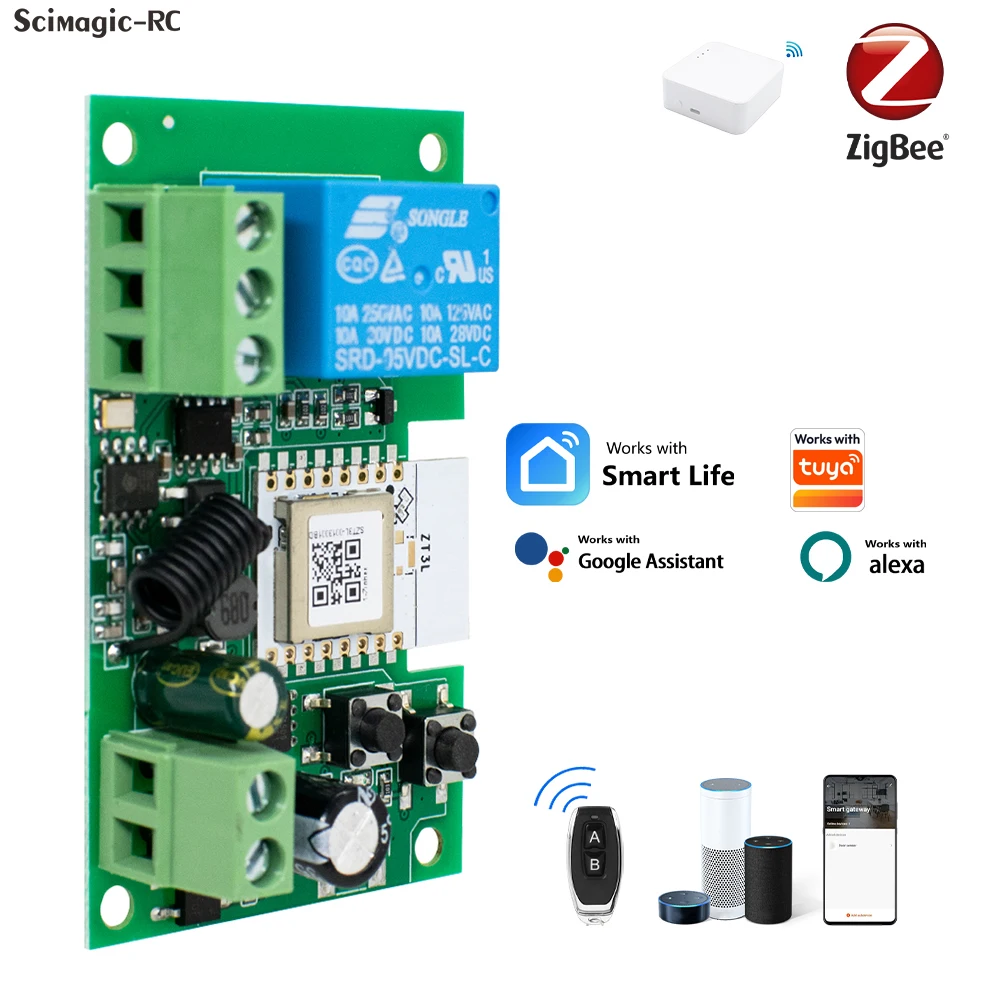 Zigbee Smart Wifi Switch Module 1CH 220V AC DC 7-32V 85-250V Alexa Googole Home Smart Application to Light,Fan,Refrigerator