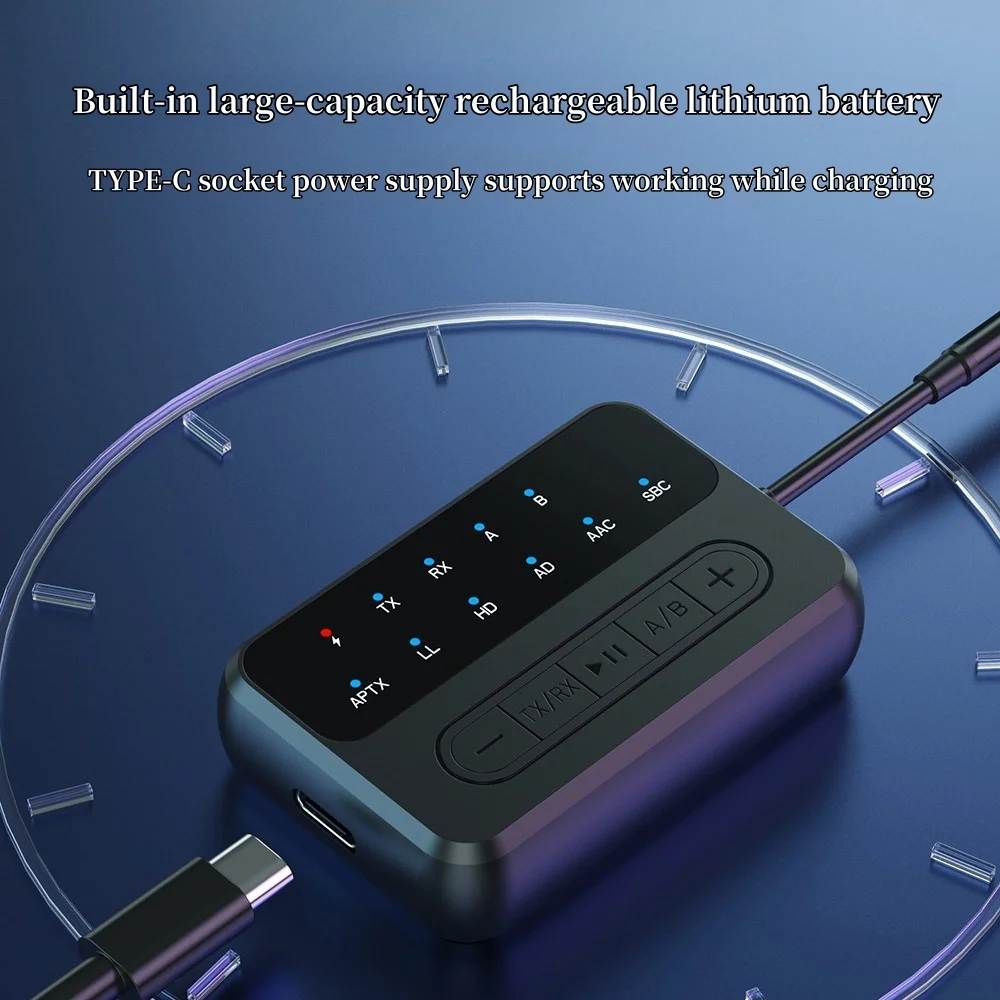 Transmisor receptor de Audio Bluetooth 5,4, AUX de 3,5 MM con micrófono, adaptador inalámbrico de música estéreo para auriculares, PC, TV, altavoces para coche