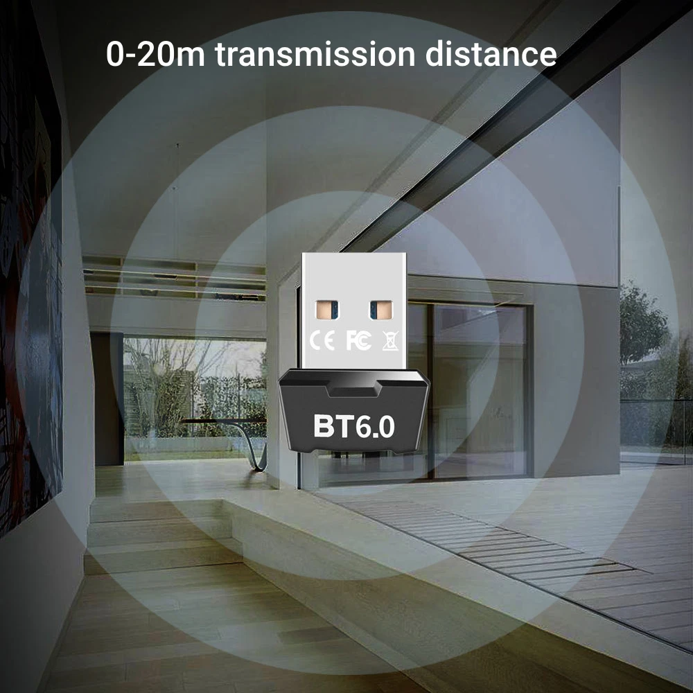 บลูทูธ 6.0 อะแดปเตอร์ USB Bluetooth 6.0 สําหรับ PC Dongle Adaptador เมาส์ไร้สายคีย์บอร์ดเครื่องรับสัญญาณเสียงเพลงเครื่องส่งสัญญาณ USB