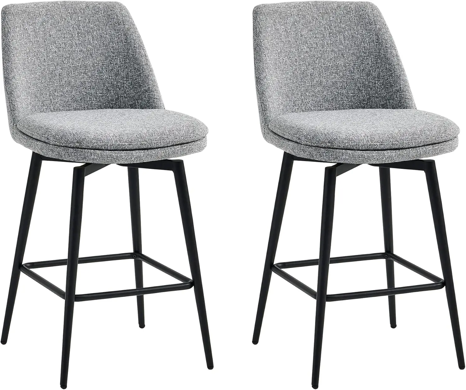 

CHITA Counter Height Swivel Barstools FSC Certified Upholstered Fabric Bar Stools Set of 2 Metal Base 27.2" Seat Height Grey