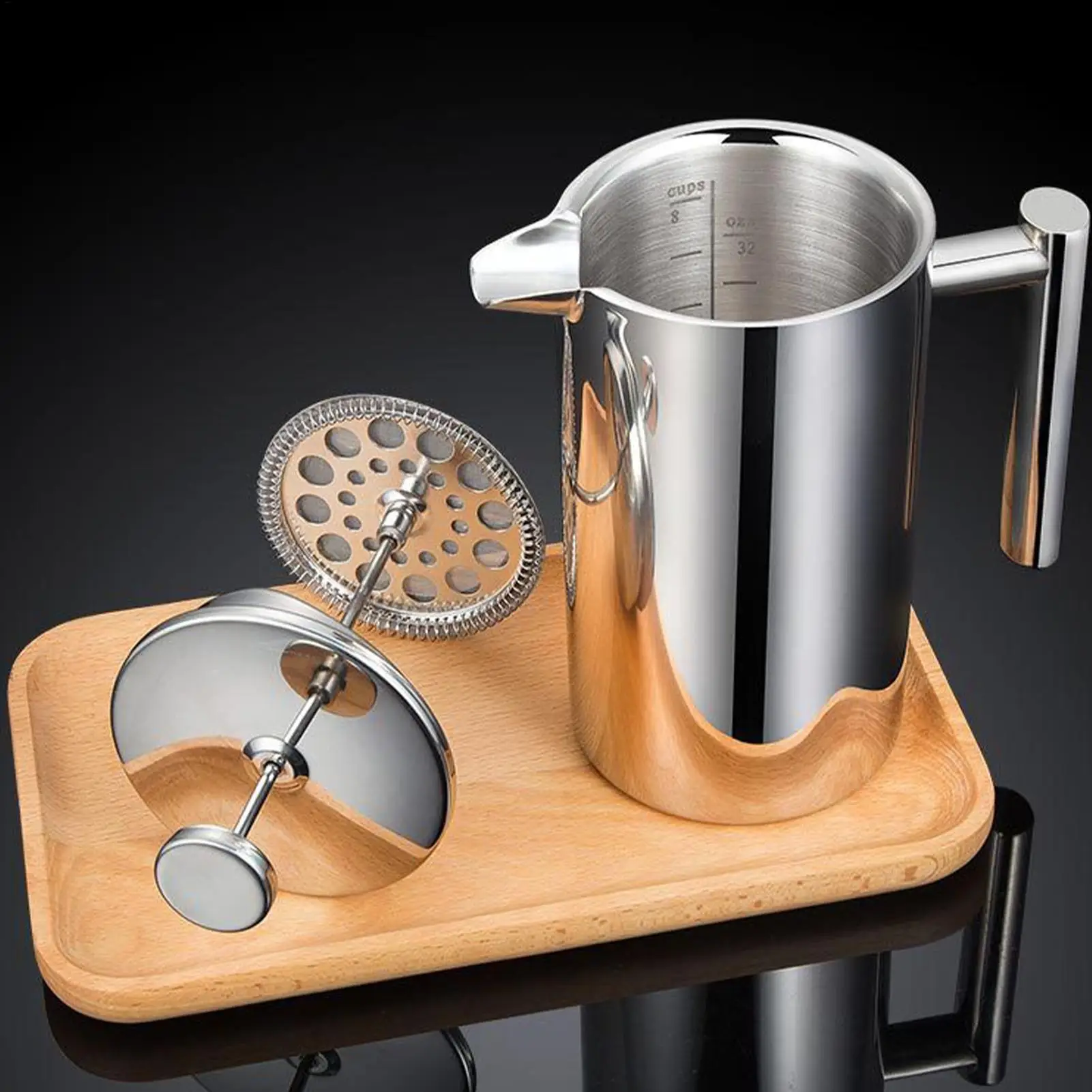 

Stainless Steel Coffee Maker Press Pot with Fine Mesh Filter for Coffee & Tea Portable for Kitchen Office Travel Camping Gift