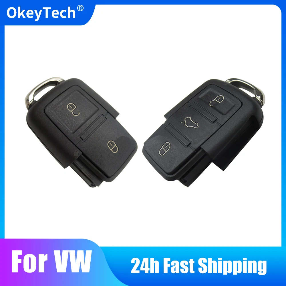 OkeyTech 2/3 Buttons Car Key Tail Replacement For VW Volkswagen Golf Skoda Passat QQ3 QQ6