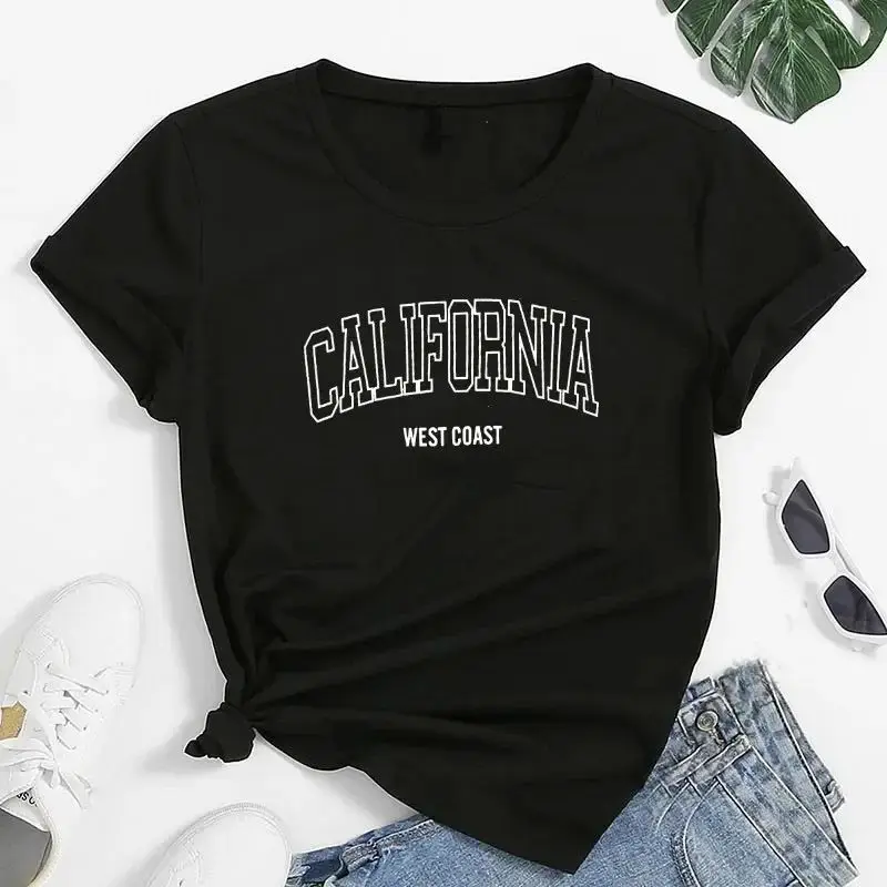 

Женская забавная футболка с принтом Bla California West Coast, дизайн с надписью, ручная роспись, настраиваемая одежда, модная одежда