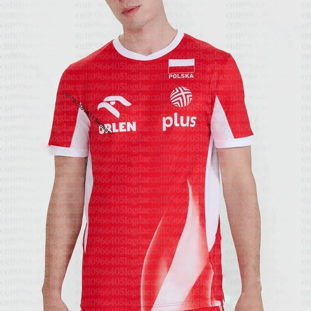 Heißer Verkauf Sporttrikot Polen Volleyball Freizeit-T-Shirt Herren Kinderkleidung Schnelltrocknend Polen Volleyball Trainings-Trikot Unisex – Detail 5