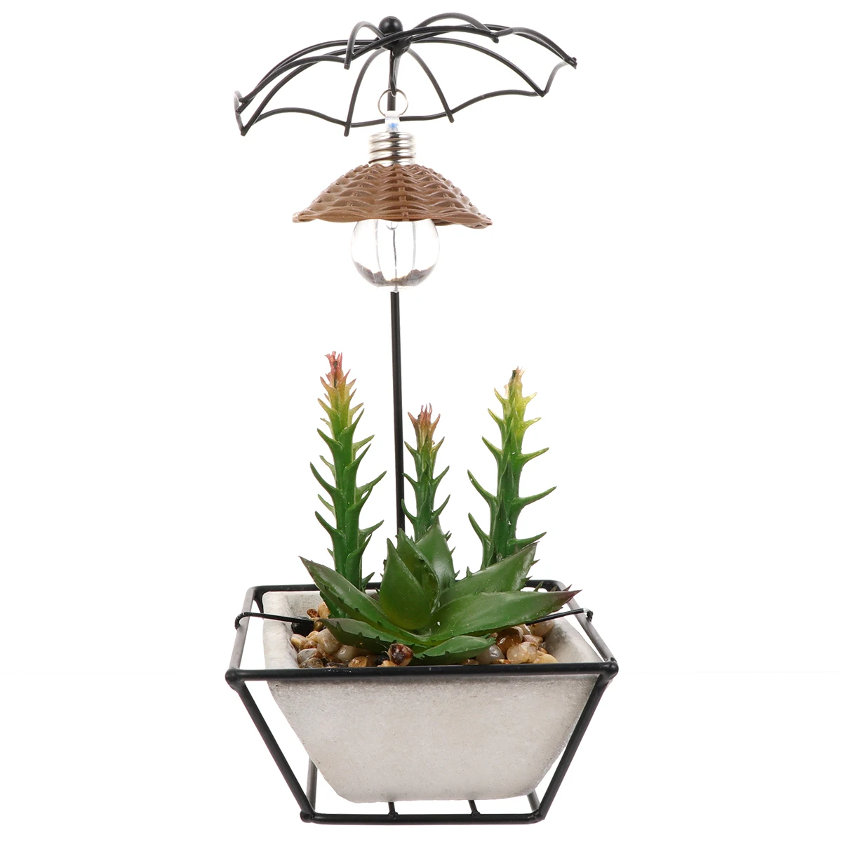 

```text Simulated Succulent Night Light 3D Iron Art Plant Pots Unique Desktop Bedside Lamp Metal Base