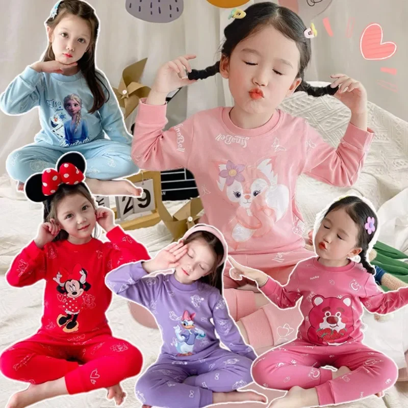 

Frozen Elsa Kids Pajama Sets Long Sleeve Casual Boys Girls Lotso Home Clothing Set Comfortable Soft Warm Sleepwear Autumn Winter