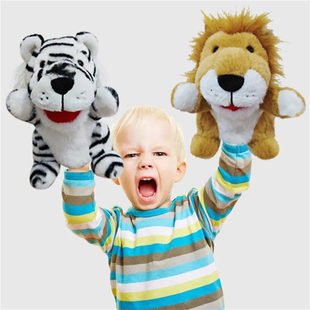 Kinder Geschenk Dschungel Tier Tier Handpuppen Beweglicher Mund Affe Leopard Plüsch Handpuppe Giraffe Tiger Weiches Plüsch Vorschule