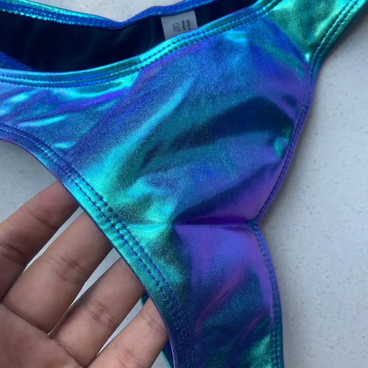 Sexy Triangle Bikini 2022 holographic Blue Push Up Extreme Thong Swimwear Brazilian Bandage Bathing Suit Swimsuit Micro Biquini