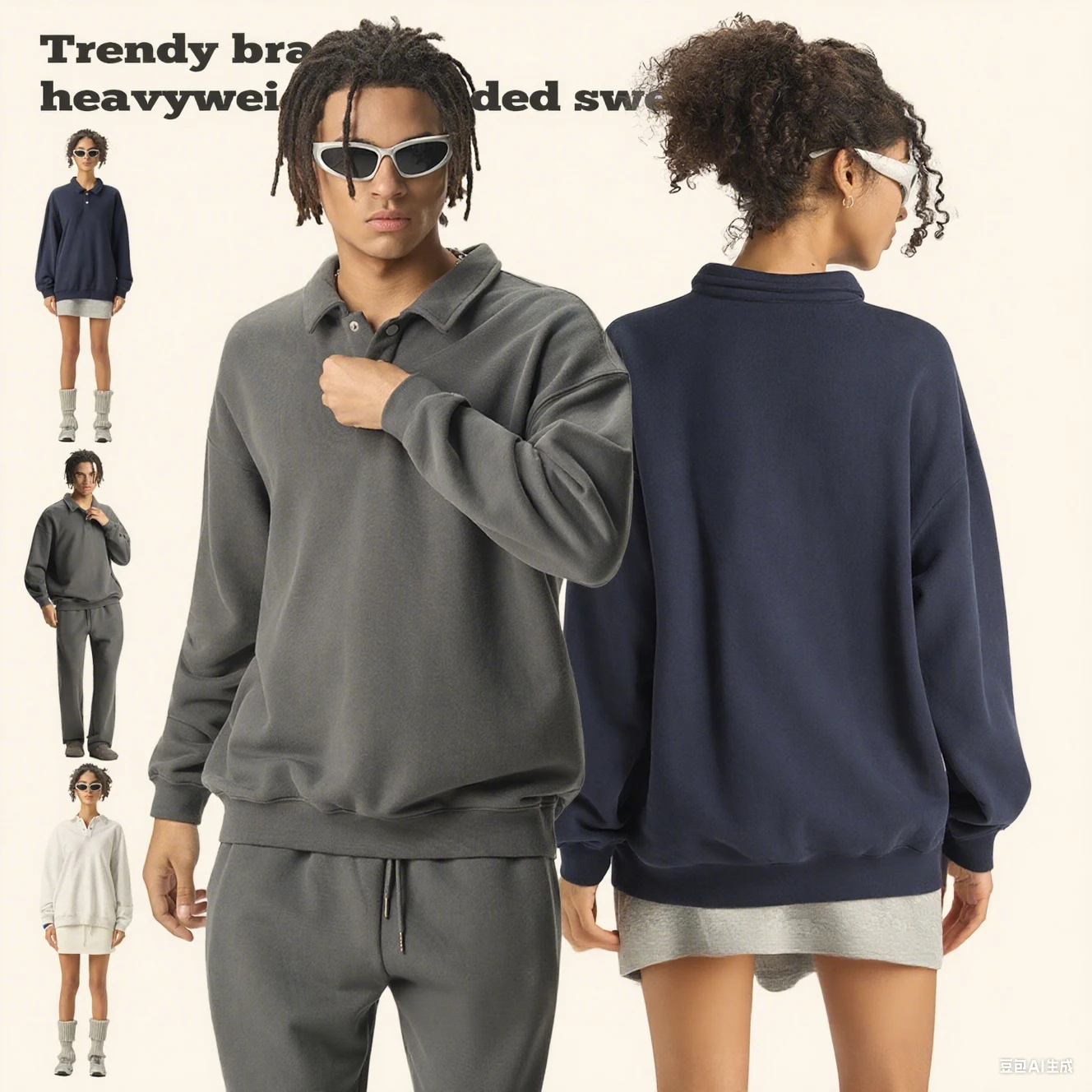 

Men's Slim Fit Sweatshirt Heavy College Style Polo Shirt Clean SolidColor Fashion New Brand Shirt Y6303