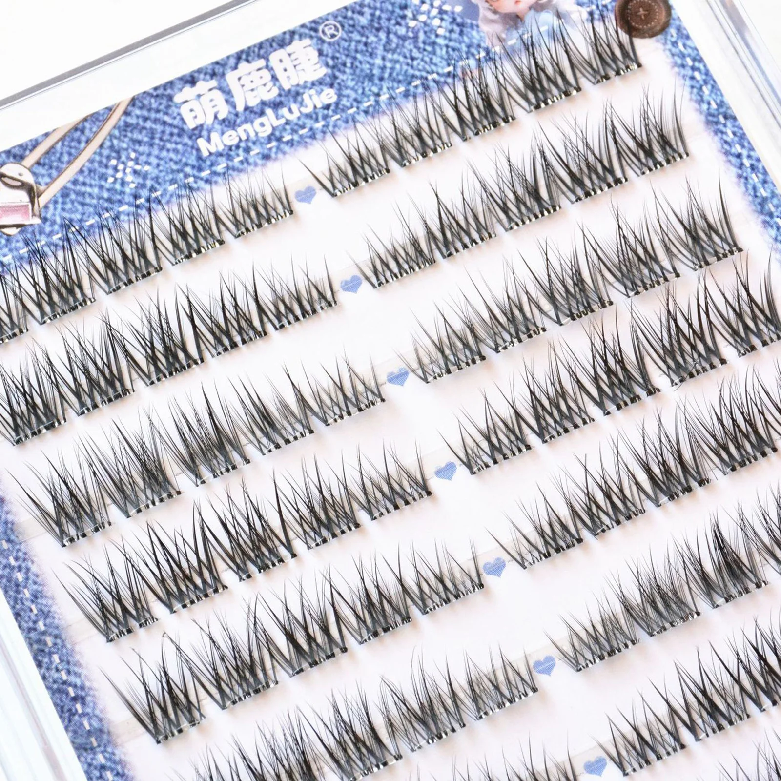 韓国風ナチュラルつけまつげ 7-13mm クラスターラッシュ 酸素通気性 Cカール アイメイク用 プロ仕様 上下まつげ