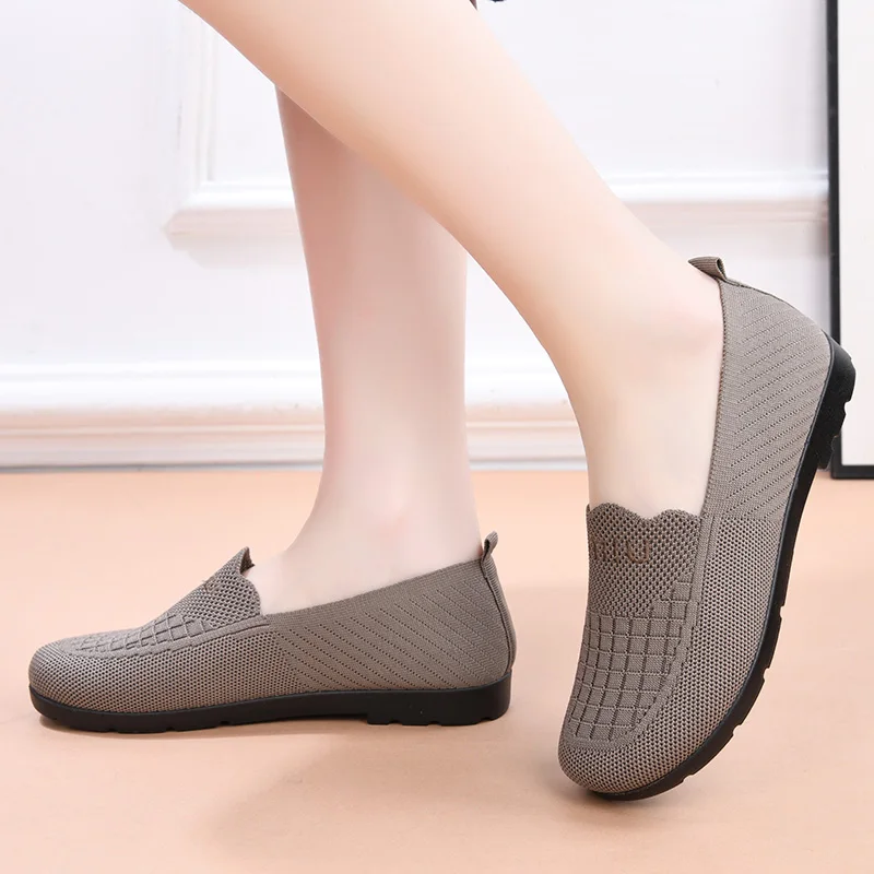 منقوشة أحذية مسطحة للنساء صيف جديد حقيقي شبكة تنفس منتصف العمر وكبار السن عادية عدم الانزلاق لينة سوليد حذاء للأمهات #2