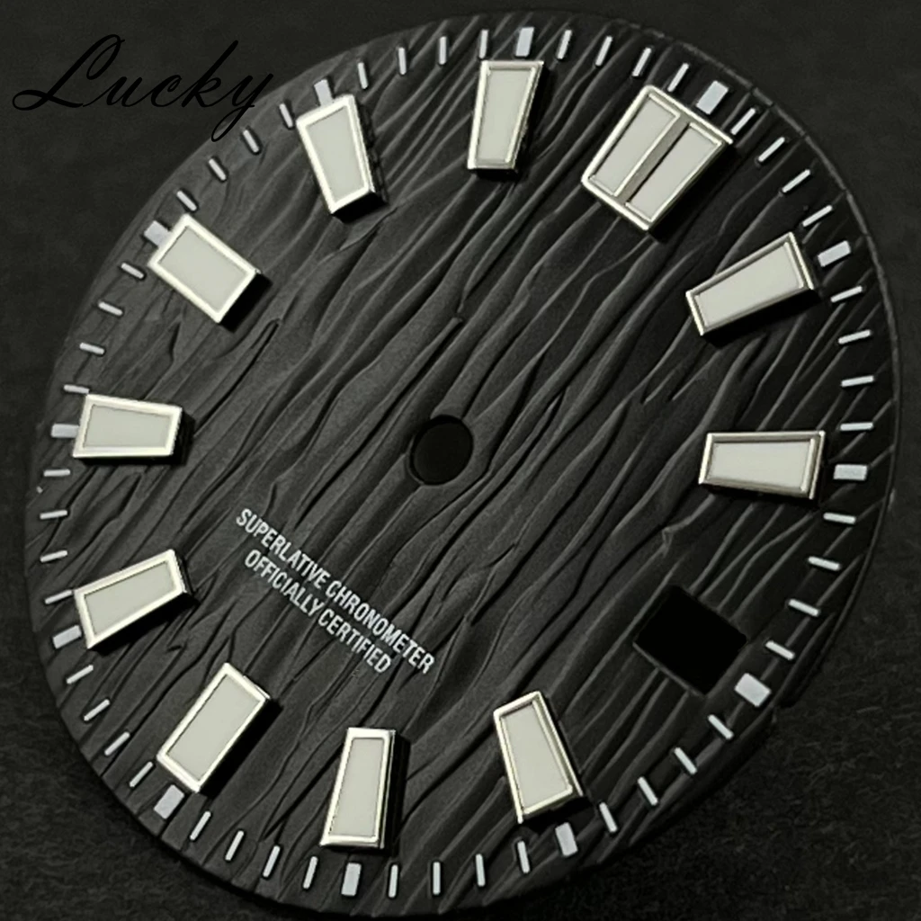 High Quality 28.5mm Fit NH35 NH36 Watch Dial Face Water Ripple Texture Movement Single Calendar Watch Face Repair Accessories