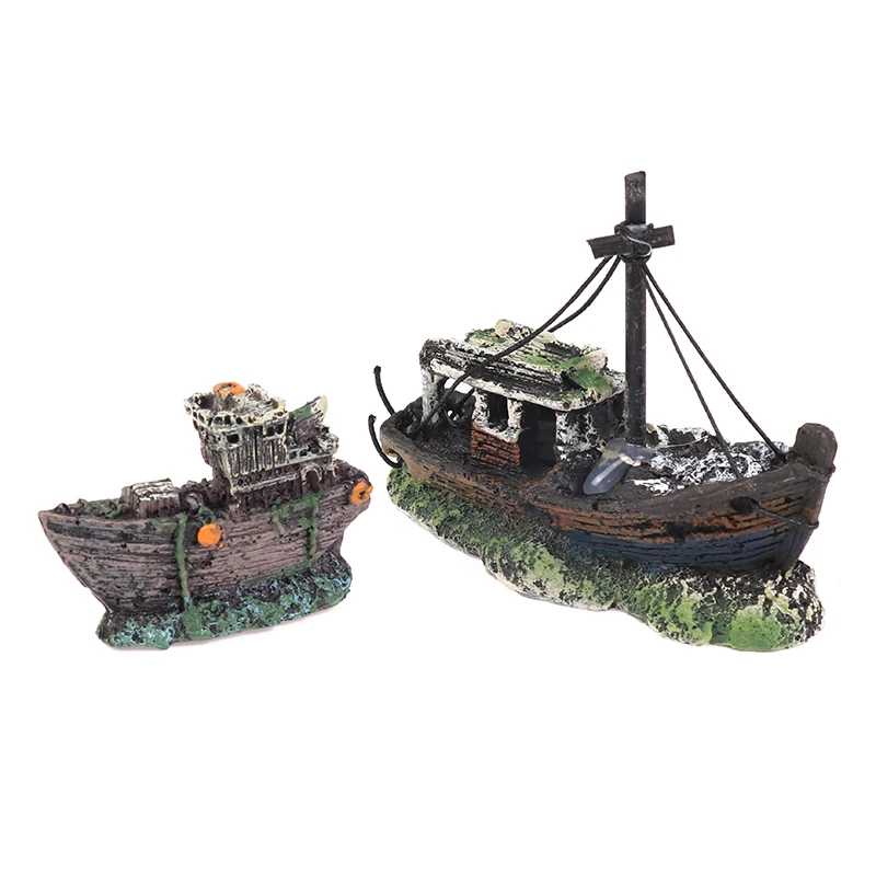 1PC Aquarium DIY Accessories Aquarium Fish Tank Landscape Pirate Ship Wreck Ship Decoration Resin Boat Ornament