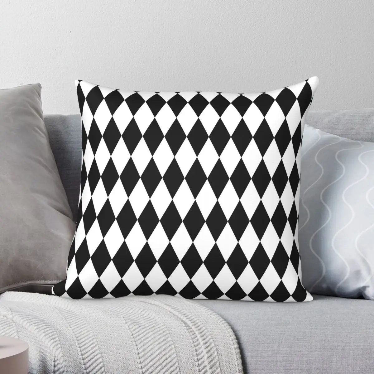 Harlequin Dress Black White Square Pillowcase Polyester Linen Velvet Printed Zip Decor Room Cushion Cover 45x45