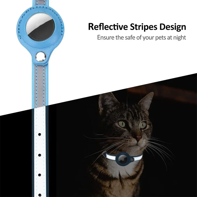 Verstellbares wasserdichtes Katzen-Airtag-Halsband mit reflektierenden Streifen, abbrechbares Kätzchenhalsband, Air-Tag-Hülle für Haustiere inklusive Katzenhalsband