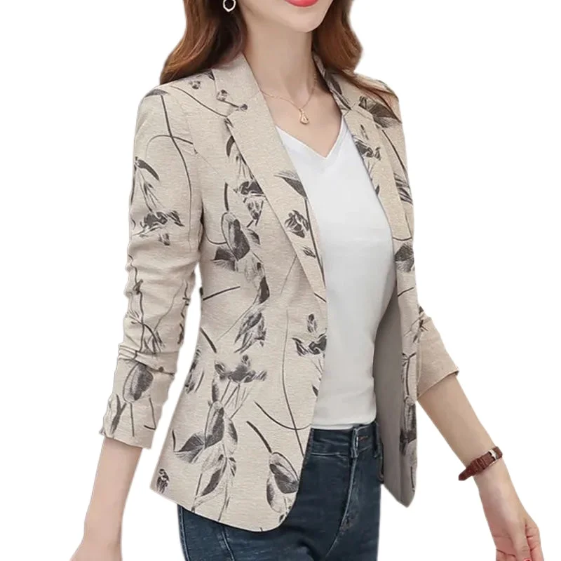 Retro Spring Casual All-match Women Blazers Jackets Work Office Lady Suit Autumn Korean Slim Business Short  Coat E214