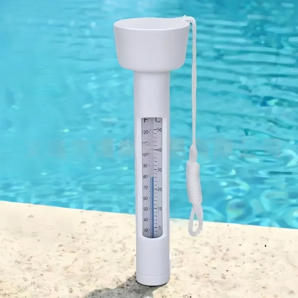 Waterproof Floating Thermometer Anti-Lost Tether Easy Read Water Thermometer Fahrenheit Scale Swimming Pool Thermometer