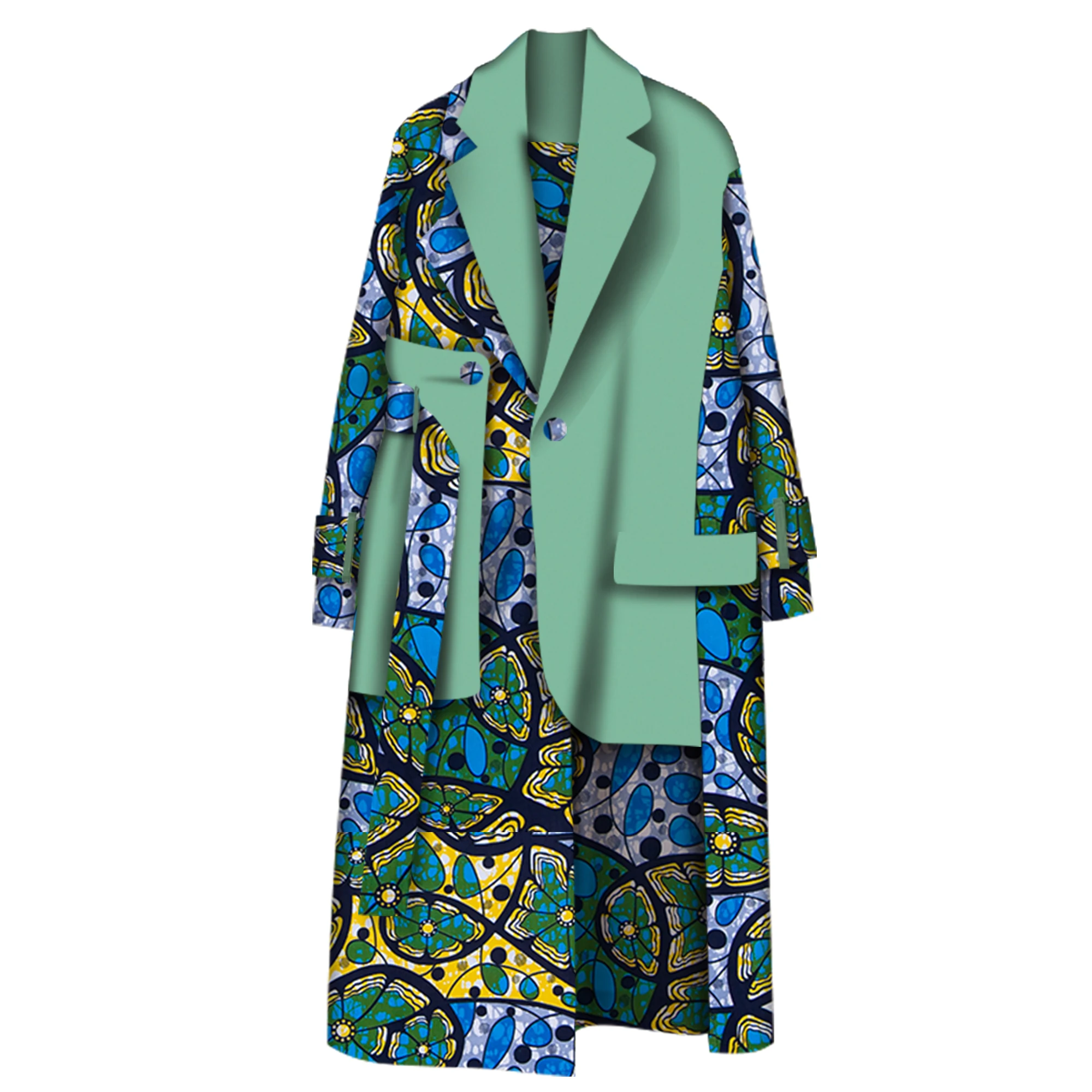 

Осеннее длинное пальто, Женский Тренч с Африканским принтом, модная уличная одежда, тренчи, Женская африканская одежда, элегантная WY5663