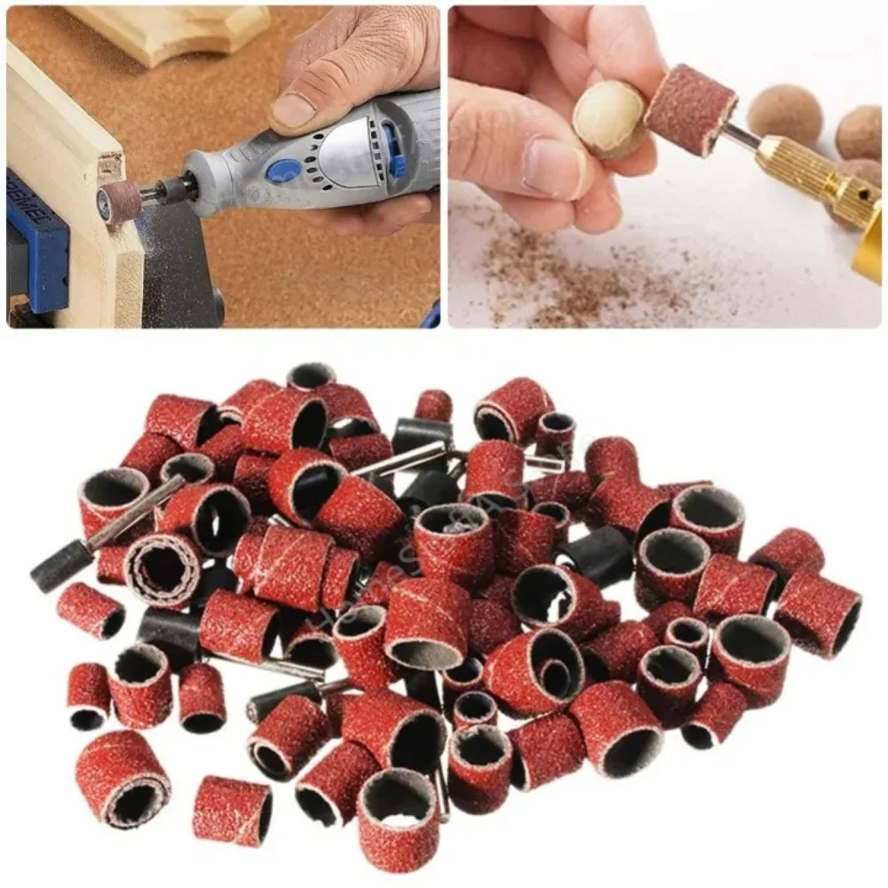 Nail Art Sanding Bands 80/120/180/240 Grit Sandpaper Rotary Tools for Wood Plastic Metal Rust Removal Grinding Head Polishing