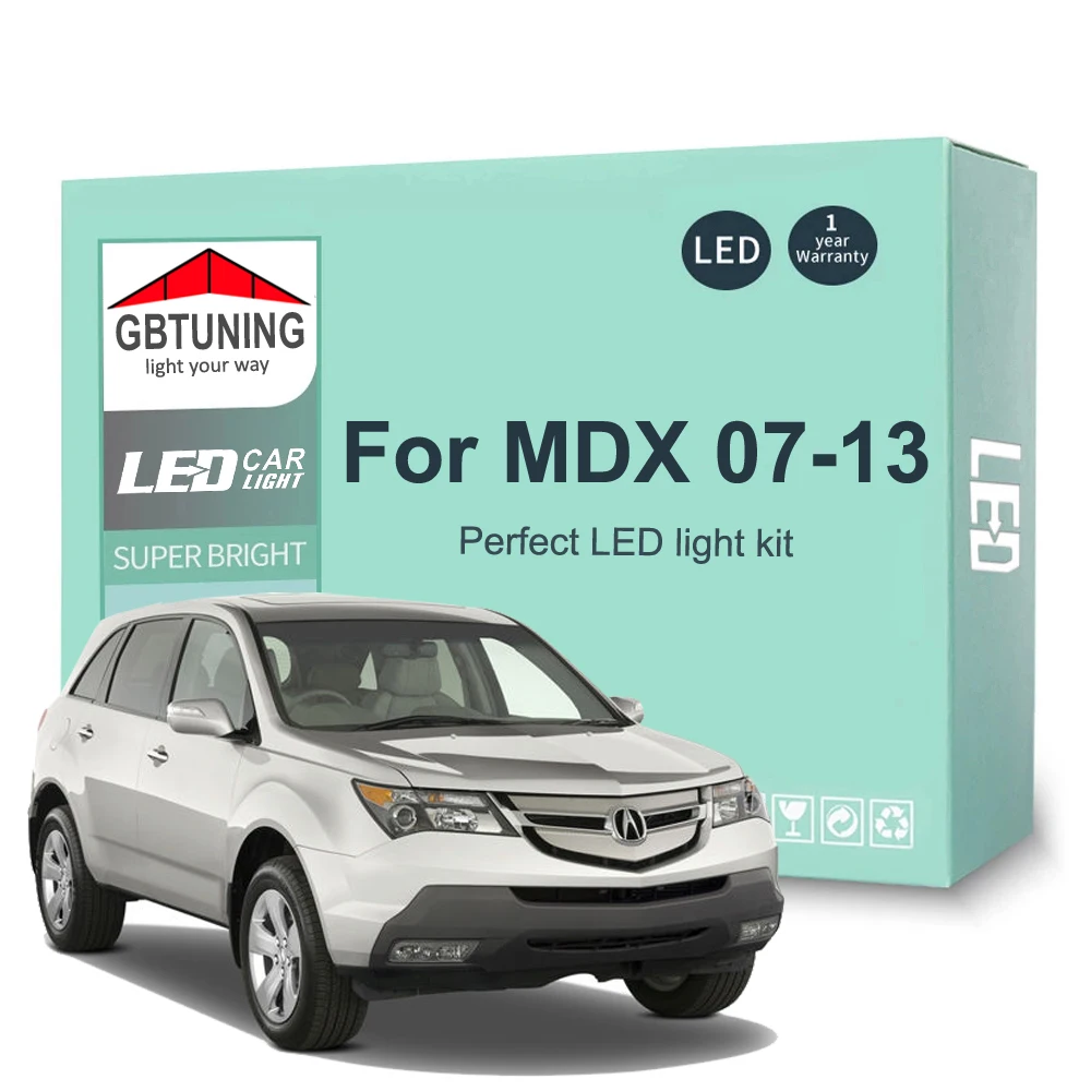 21 szt. Akcesoriów samochodowych do Acura MDX 2007 2008 2009 2010 2011 2012 2013 Canbus pojazd kopuła rejestracyjna oświetlenie wnętrza LED żarówka