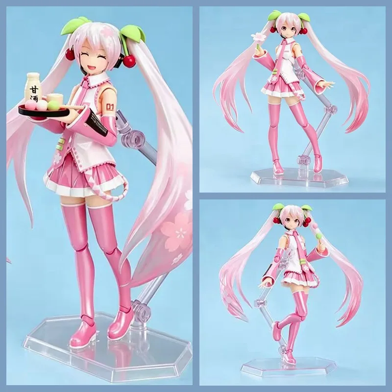 新しい061フィグマ初音ミク-ピンク桜ミク-アニメアクションフィギュア-おもちゃ-クリスマスギフト-コレクタブルモデル-ドールセット-装飾品