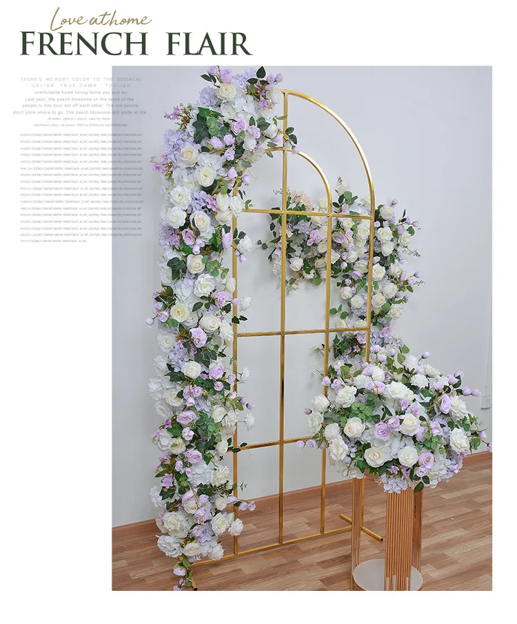 2M Künstliche Lila Rosenblumenreihe, Falsche Blumenreihe für Hochzeits-Hintergrund, Bogen, Bühne, Ausstellungs-Tischdekoration für Veranstaltungen – Detail 3