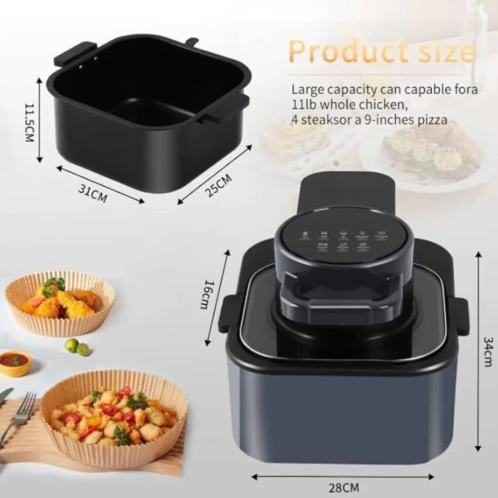 หม้อทอด Air fryer ดิจิตอลพร้อมตะกร้าที่ปลอดภัยสำหรับใช้กับเครื่องล้างจานและไม่ติดกระทะหม้อทอดไร้น้ำมันขนาด1750W 8ควอร์ต