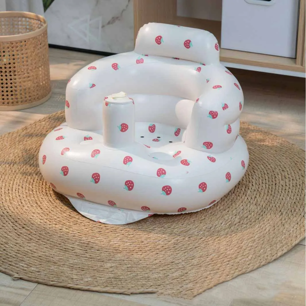 Ins Small Fresh Cute Baby Inflatable Sofa Children's Portable Bath Chairs PVC Multifunctional Seat Practice Sitting Bath Stool