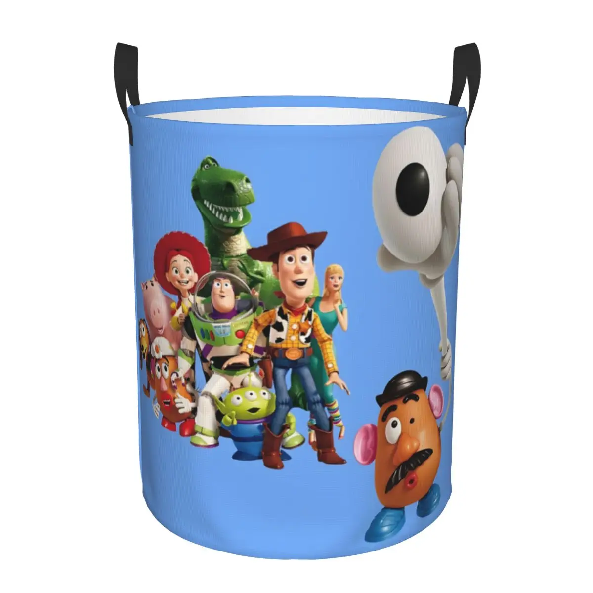 Custom Anime Toy Story Group Laundry Basket Foldable Cartoon Movie Clothes Hamper for Baby Kids Toys Storage Bin