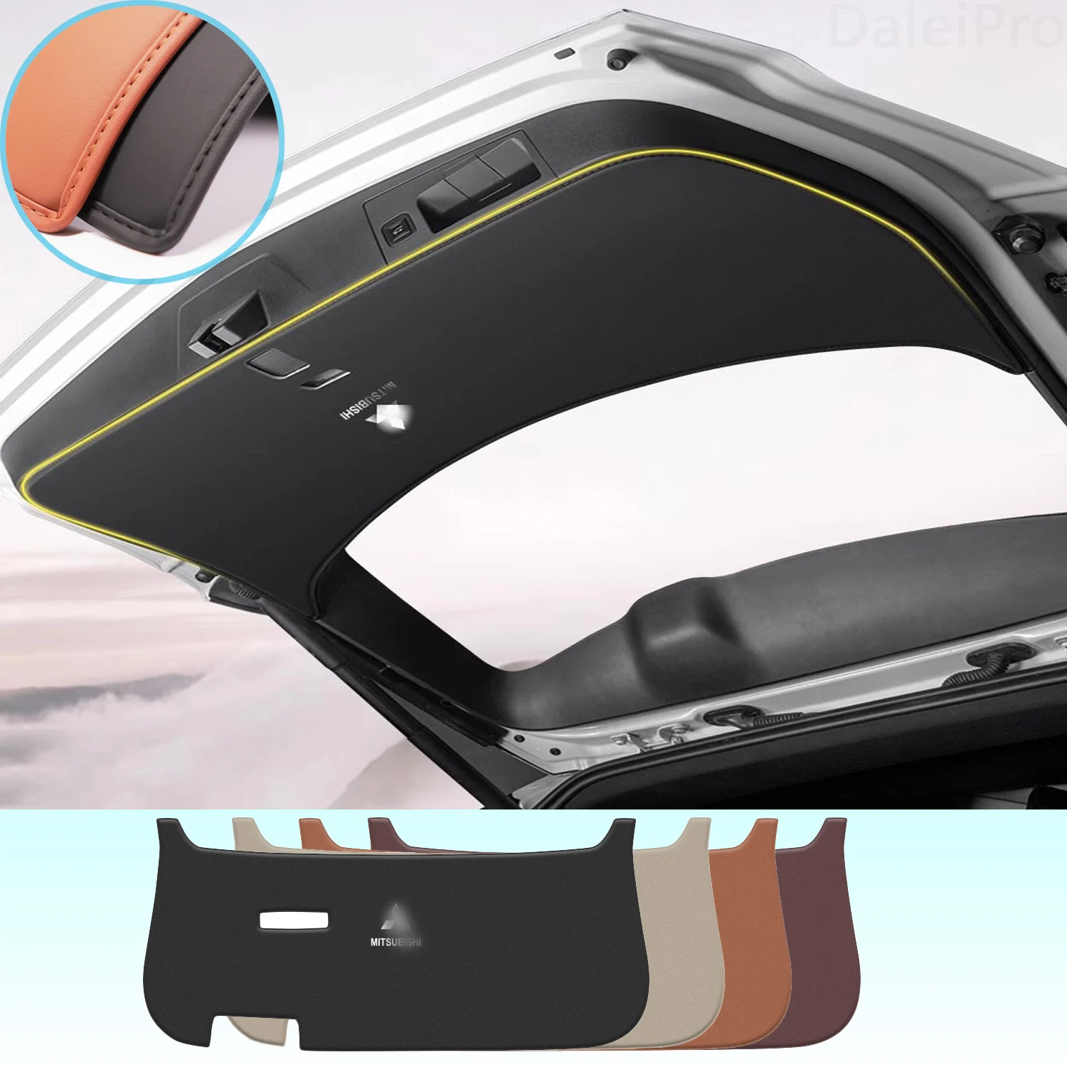 For Mitsubishi Outlander 2023 Car Liftgate Protection Mat Rear Trunk Protection Cover Anti-kick Leather Decoration Pad