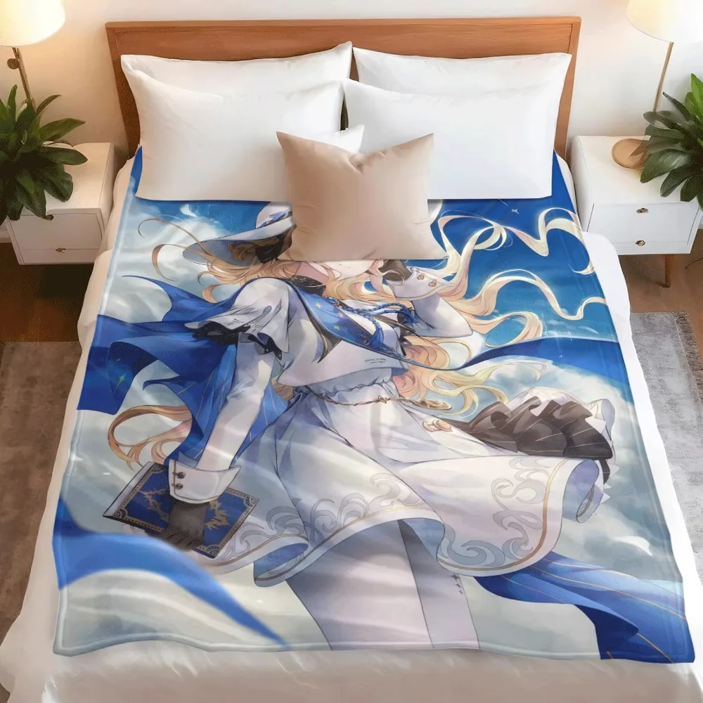 Soft Skin-friendly Flannel Blanket Phoebe Elegant Anime Themed Decorative Blanket Portable Warm Throw for Sofa Bed
