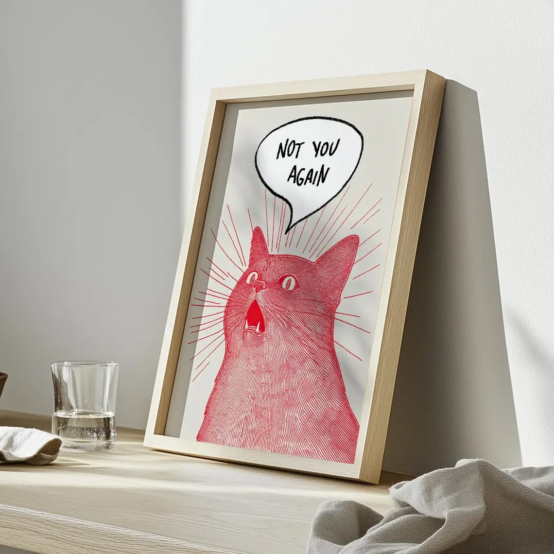 Not You Again 고양이 포스터, 재미있는 만화 - Home Decor Cat 리뷰 및 가격