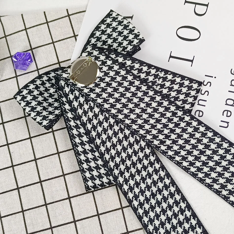 Rhinestones Pearl Bee Bow-tie Brooch Handmade Jewelry Houndstooth Ribbon Bow Tie Female Korean College Style Shirt Collar Flower