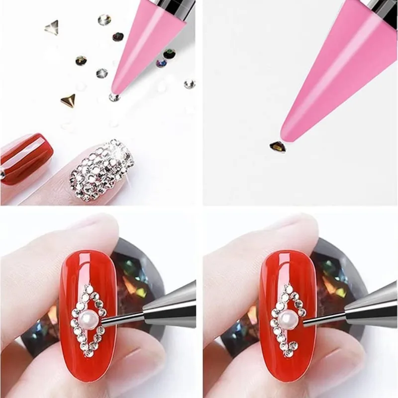 Doppelkopf Nail Art Diamant Stickerei Drill Dot Malerei Punkt Stift mit Box Strass Picker Wachs Bleistift für DIY Nail Art