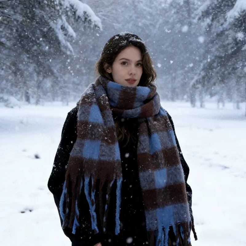 

Simple Wind Fashion Wild Plaid Scarf 2026 New Thickened Warm for Men Women Imitation Cashmere Girl Windproof Scarves