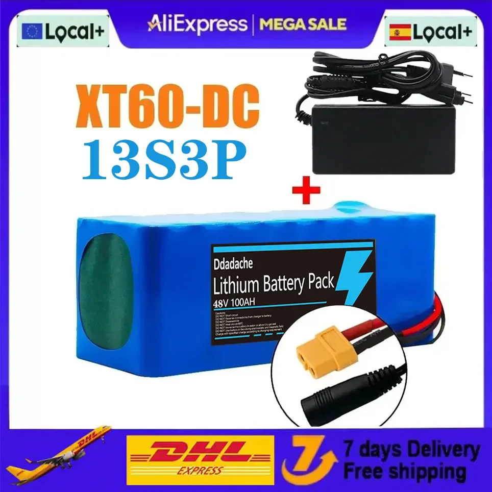 Image of Original 13S3P 48V 100000mAh 100Ah Lithium-Ionen-Akkupack mit 1000W BMS 54,6V 100Ah 18650 Lithium-Akku