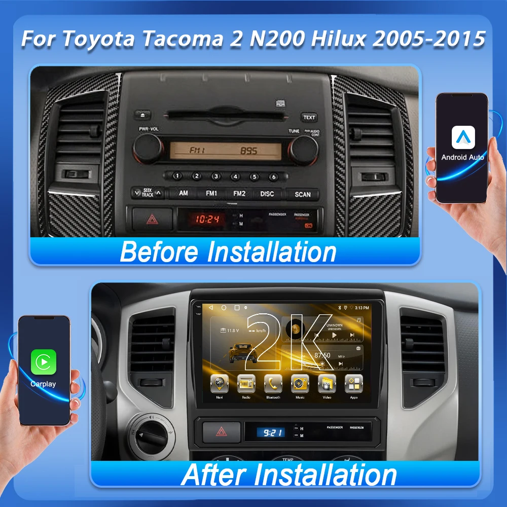 For Toyota Tacoma 2 N200 Hilux 2005 2006 2007 2008 2009 2010 - 2015 Android 16 Car Radio Stereo Head Unit Multimedia Video 8