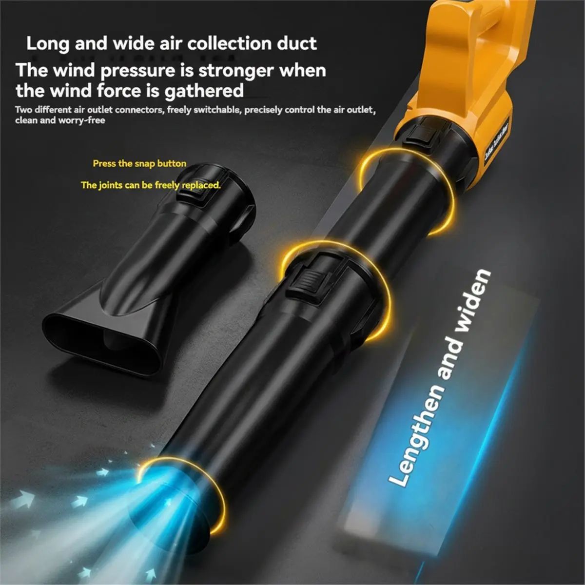 New Electronics Cordless Turbofan Blower for 20V Battery 40000RPM 1200W Brushless Handheld Leaf Blower for Patio Snow Blowing